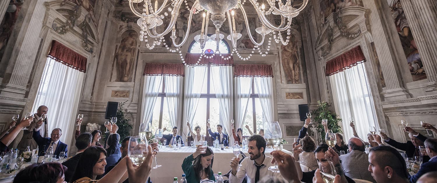 fotografia pranzo di nozze in villa a Vicenza